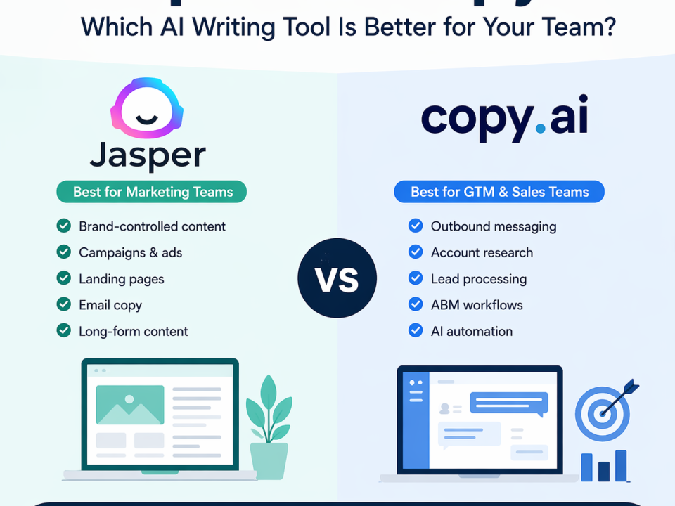 Jasper vs Copy.ai comparison for marketing teams and GTM teams