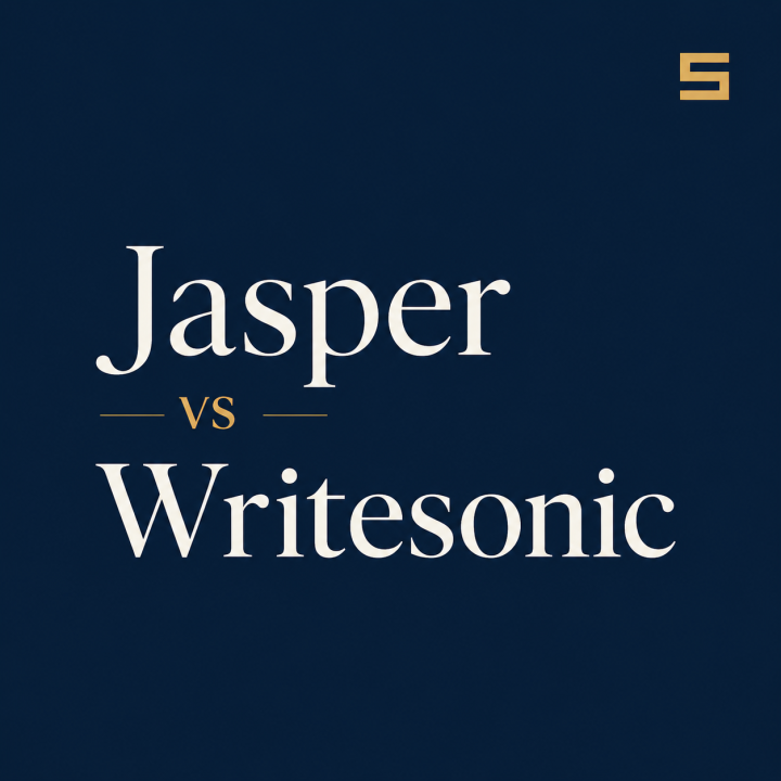 Jasper vs Writesonic comparison graphic for choosing the right AI writing tool