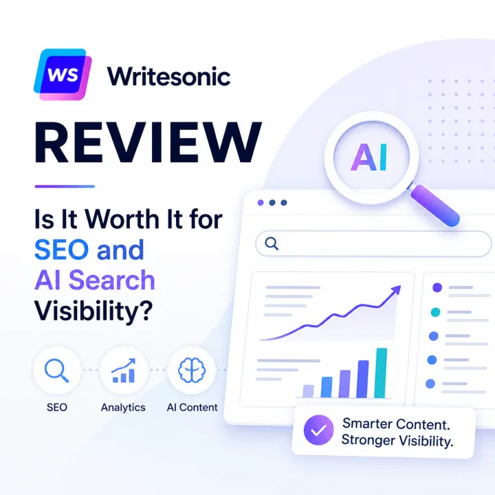 Writesonic review for SEO content and AI search visibility dashboard